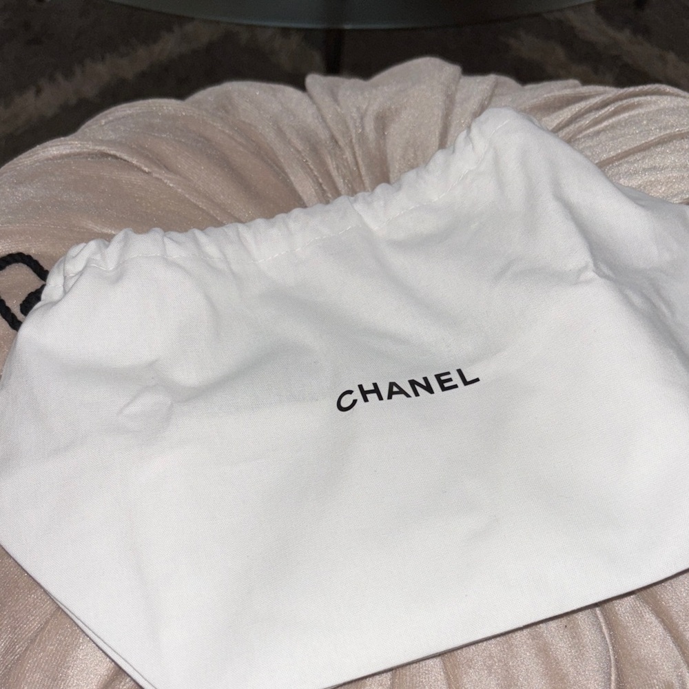 CHANEL Black Logo on White Fabric sleeve